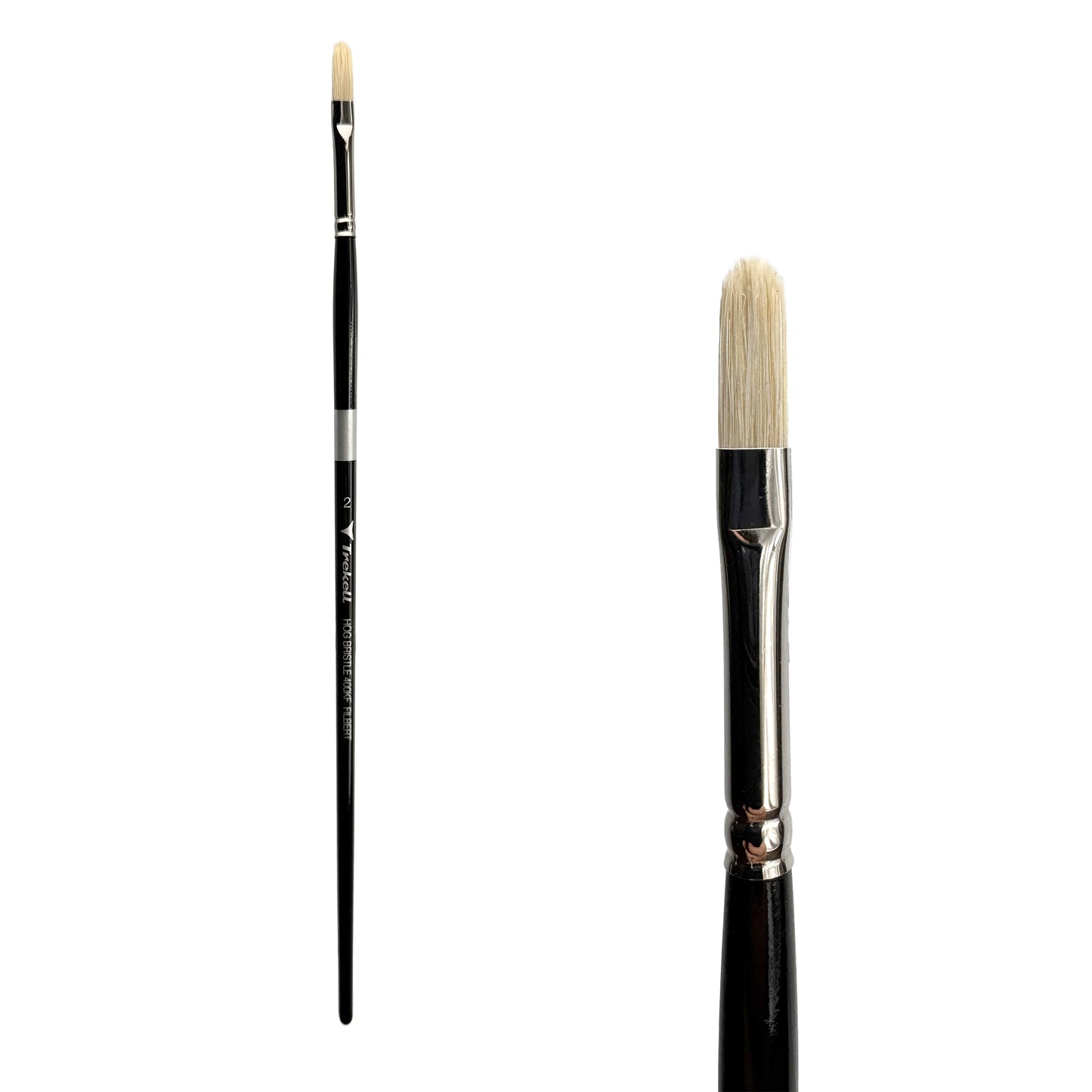 Trekell Hog Bristle Long Handle Artist Brush - Size #2 Filbert
