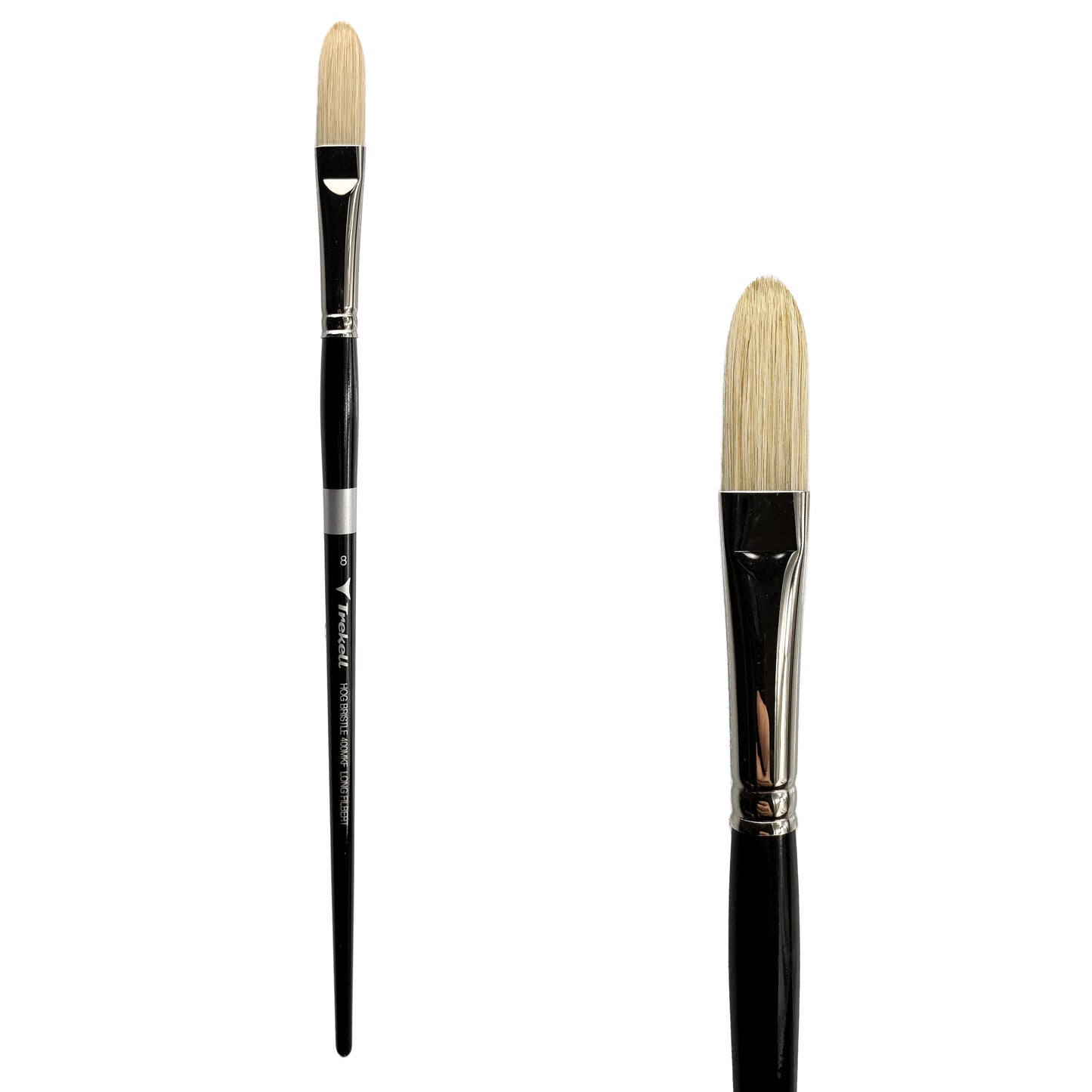 Trekell Hog Bristle Long Handle Artist Brush - Size #8 Long Filbert