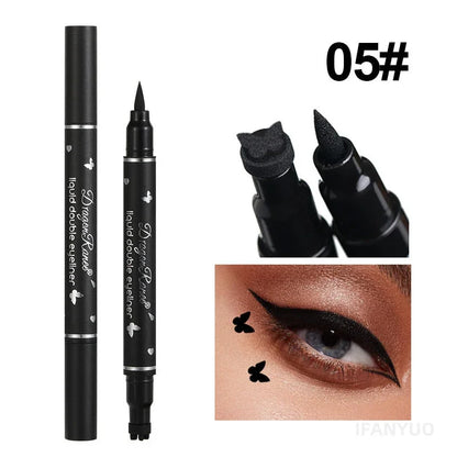 Black Seal Eyeliner Pen Double-Ended Star Stamp Long-Lasting Waterproof Eye Liner Pencil Winged Stamp Eyes Makeup Cosmetics