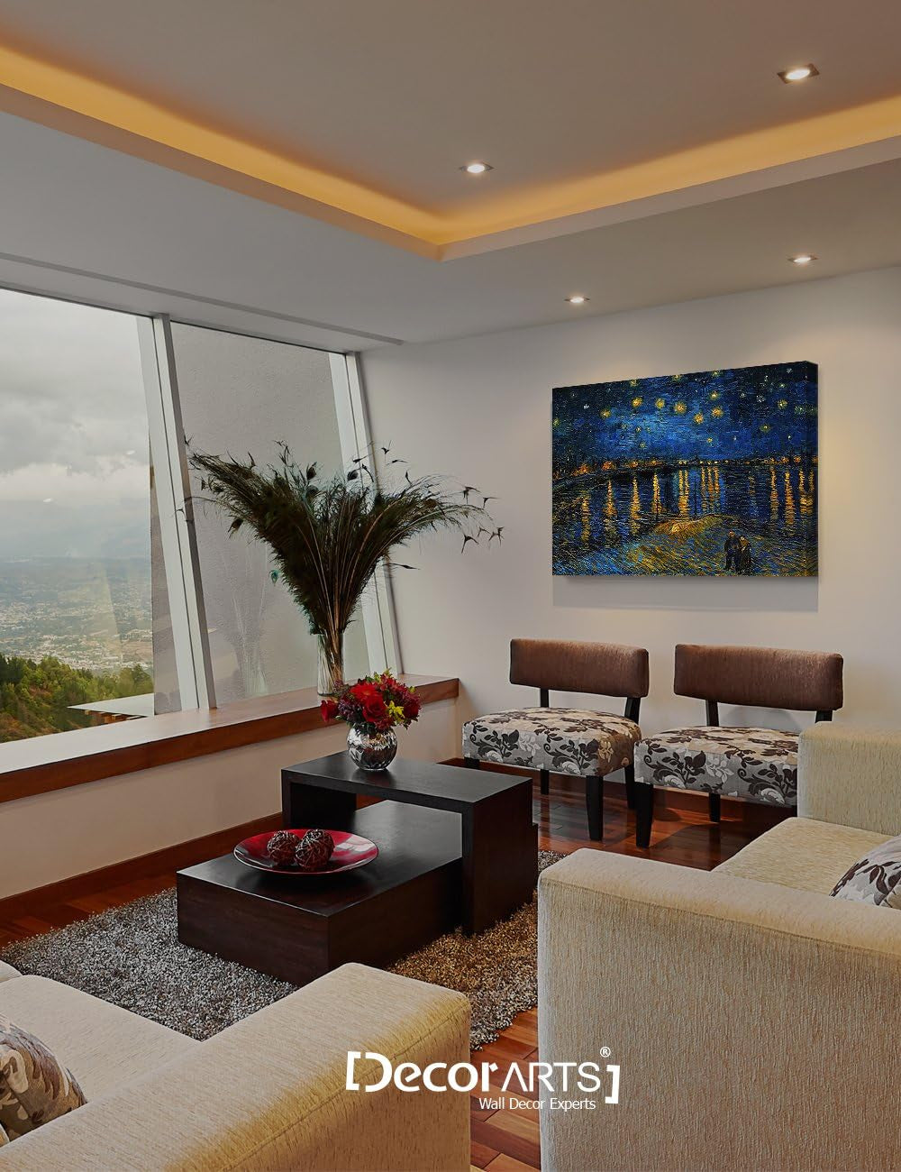 Starry Night Over the Rhone by Van Gogh - Premium Giclee Canvas Print for Stunning Wall Decor (30x24x1.5 inches)