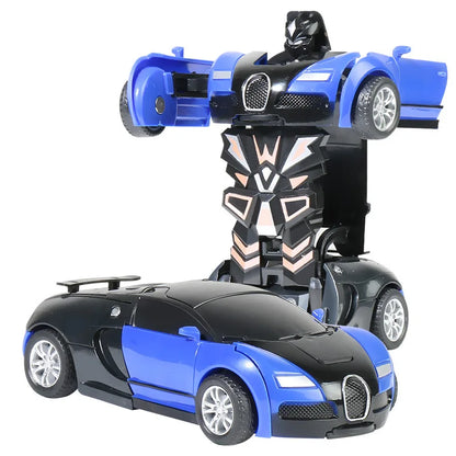 Transforming Vehicle Car Collision Impact Toys One Button Inertia Children Toys for Boys Bugatti Veyron Robot Kids Gift Baby