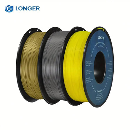 Premium 3KG PLA 3D Printing Filament Set - 1KG Light Gold, 1KG Silver, 1KG Yellow, 1.75mm Diameter