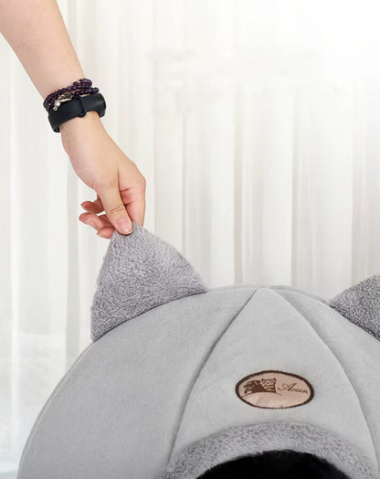Pet Bed with Cat Ears Cat Bed for Small Medium Large Cats Keep Warm in Winter Comfortable and Soft Machine Washable