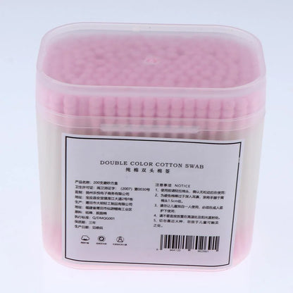 Wooden Cotton Swabs, Pack of 200, Double Tip, Pink Cotton Swabs