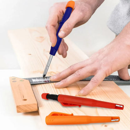 Solid Carpenter Mechanical Pencil for Woodworking Construction One-Piece Design Pen Cap with Sharpener Stationery Supplies