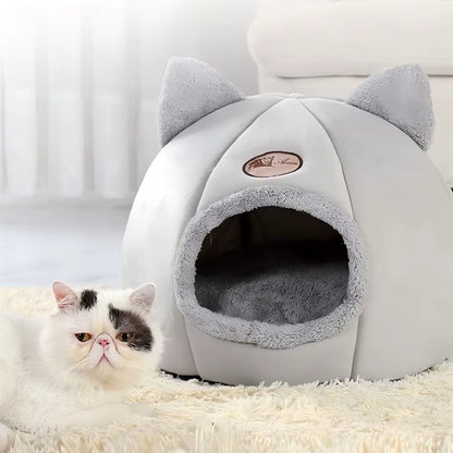 Pet Bed with Cat Ears Cat Bed for Small Medium Large Cats Keep Warm in Winter Comfortable and Soft Machine Washable