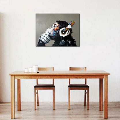 Vibrant Hand-Painted Monkey and Gorilla Oil Canvas Art - Perfect for Living Room Wall Decor!