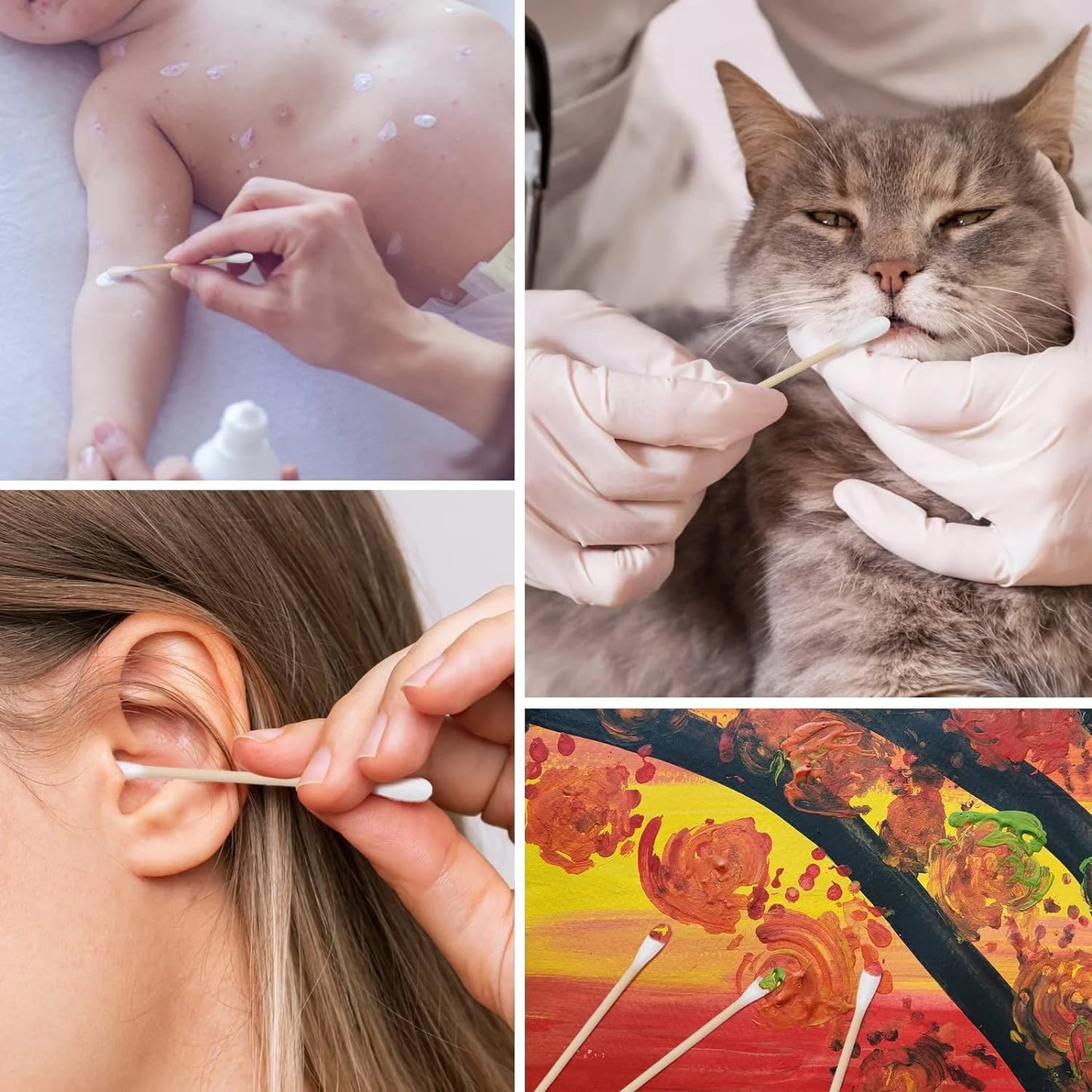 100Pcs Soft Bag Wood Stick Double Cotton Swab Sanitary Swab, High Quality 300Pcs Soft Pouch Wooden Swabs Double Head Cotton Swabs Sanitary Cotton Swabs Beauty Swabs Cosmetic Cotton Swabs Swabs