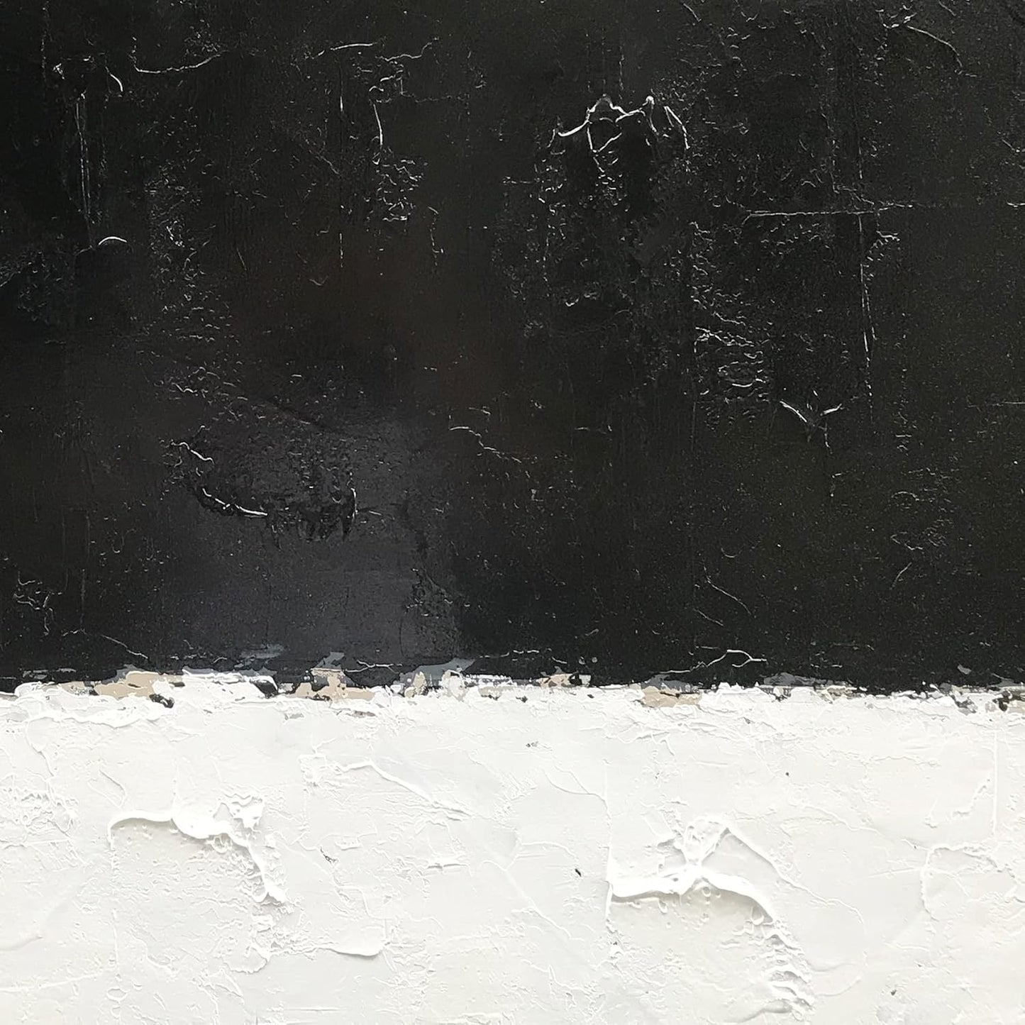 Stunning Hand-Painted Black and White Abstract Canvas Art - Modern Minimalist 76x76cm Decorative Oil Painting for Home Walls