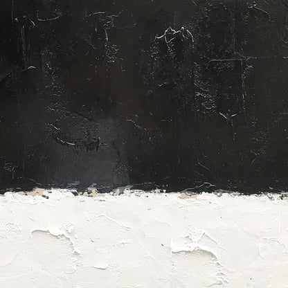 Stunning Hand-Painted Black and White Abstract Canvas Art - Modern Minimalist 76x76cm Decorative Oil Painting for Home Walls