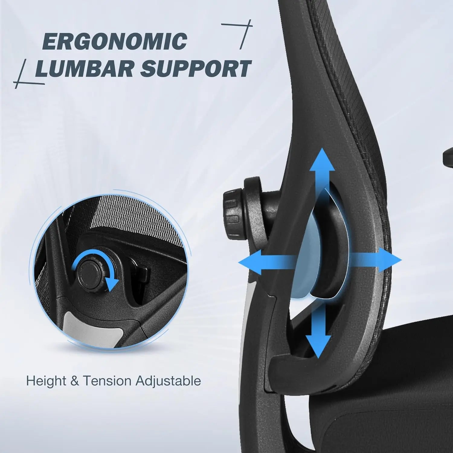 Ergonomic Office Chair High Ba Desk Chair with Headrest Executive Computer Chair with Adjustable Lumbar Support Armrests