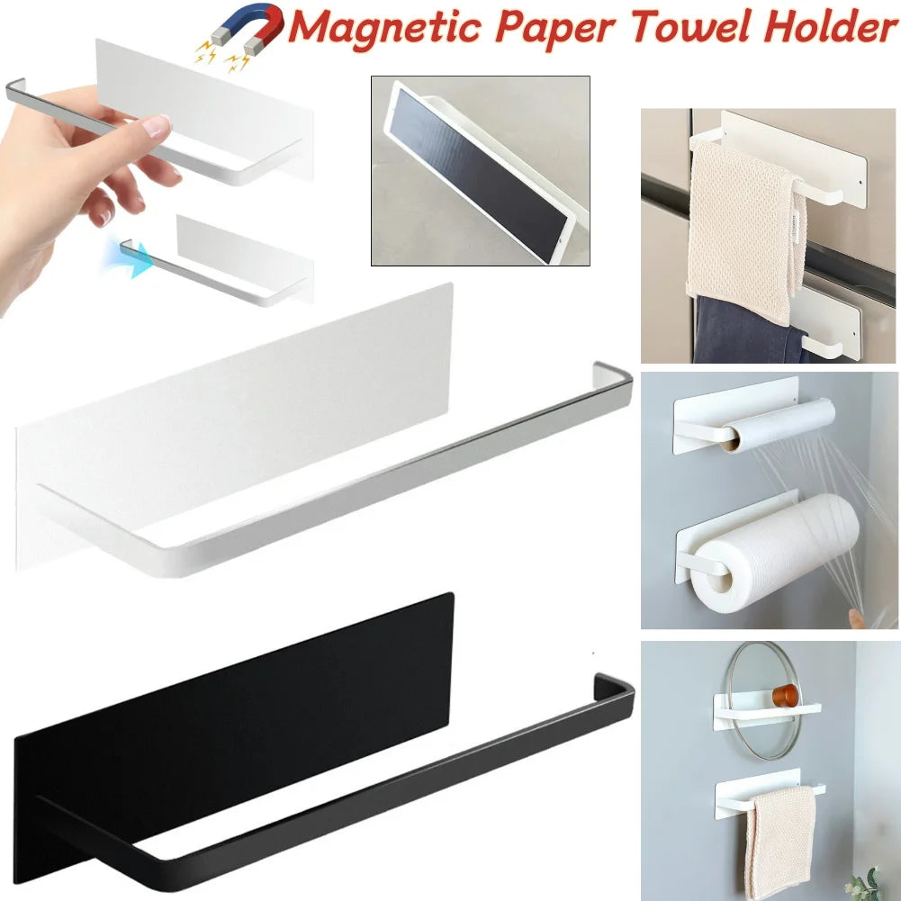 Magnetic Paper Towel Holder Paper Towel Rack Strong Magnet Backing Towel Bar Rack Roll Paper Dispenser for Kitchen Refrigerator