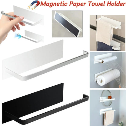 Magnetic Paper Towel Holder Paper Towel Rack Strong Magnet Backing Towel Bar Rack Roll Paper Dispenser for Kitchen Refrigerator