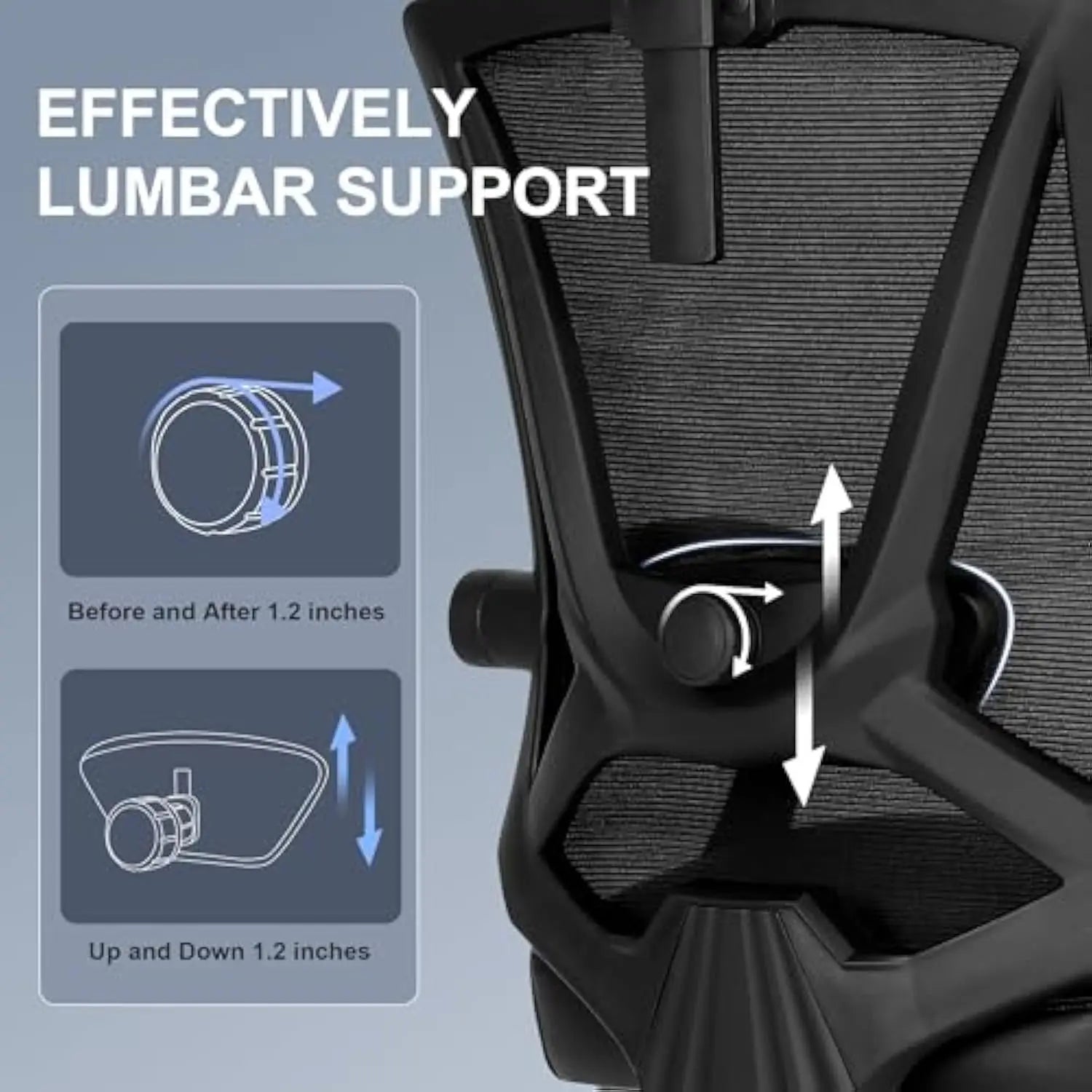 Ergonomic Office Chair with Footrest, Ergonomic Desk Chair with Adjustable 2D Lumbar Support, High Back Computer Chair with Ad