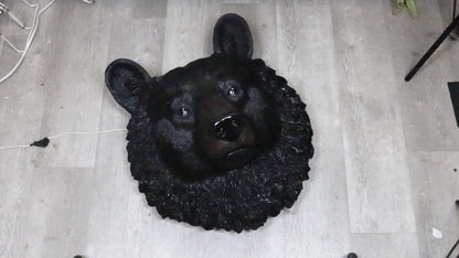 Large Magnificent Black Bear Wall Head Taxidermy Replica Decor Plaque 23"Tall