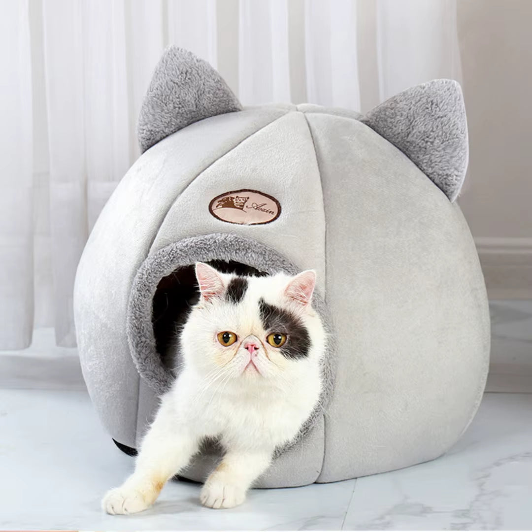 Pet Bed with Cat Ears Cat Bed for Small Medium Large Cats Keep Warm in Winter Comfortable and Soft Machine Washable