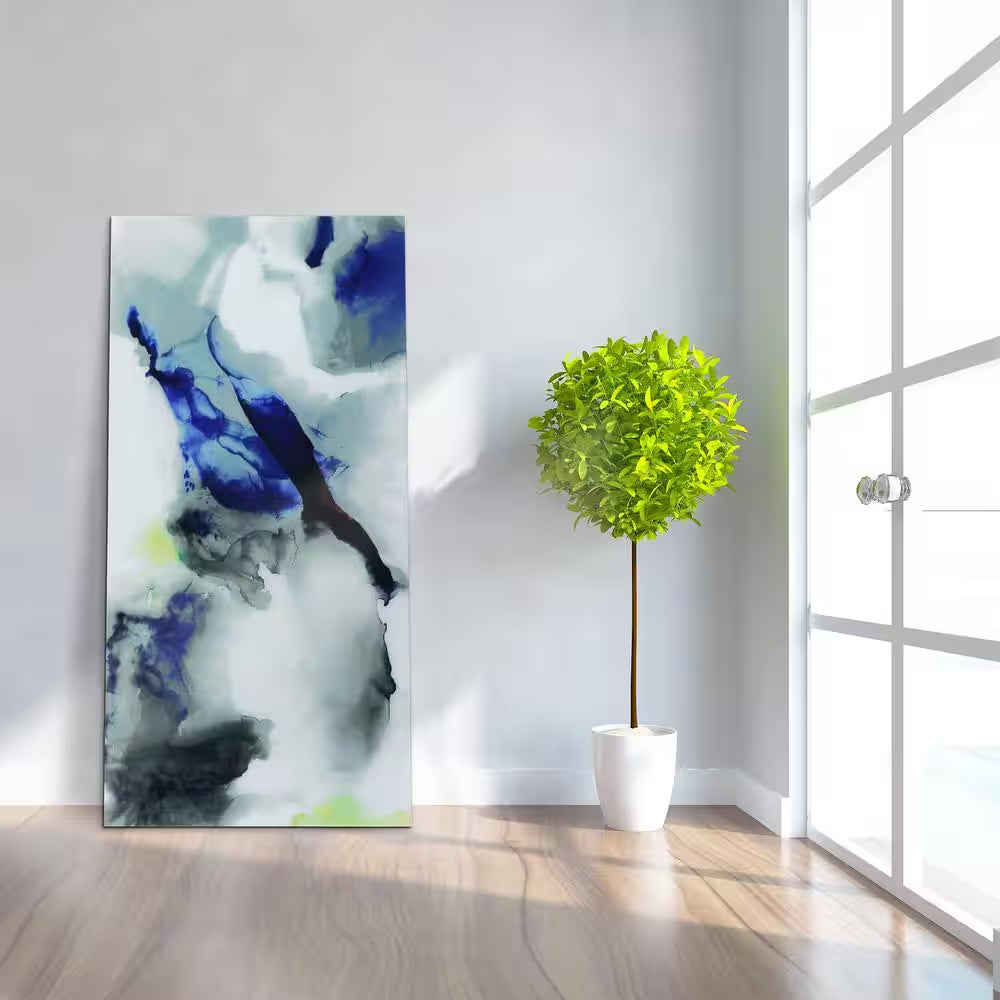 "Blue Splash" Frameless Free Floating Tempered Art Glass by EAD Art Coop Wall Art