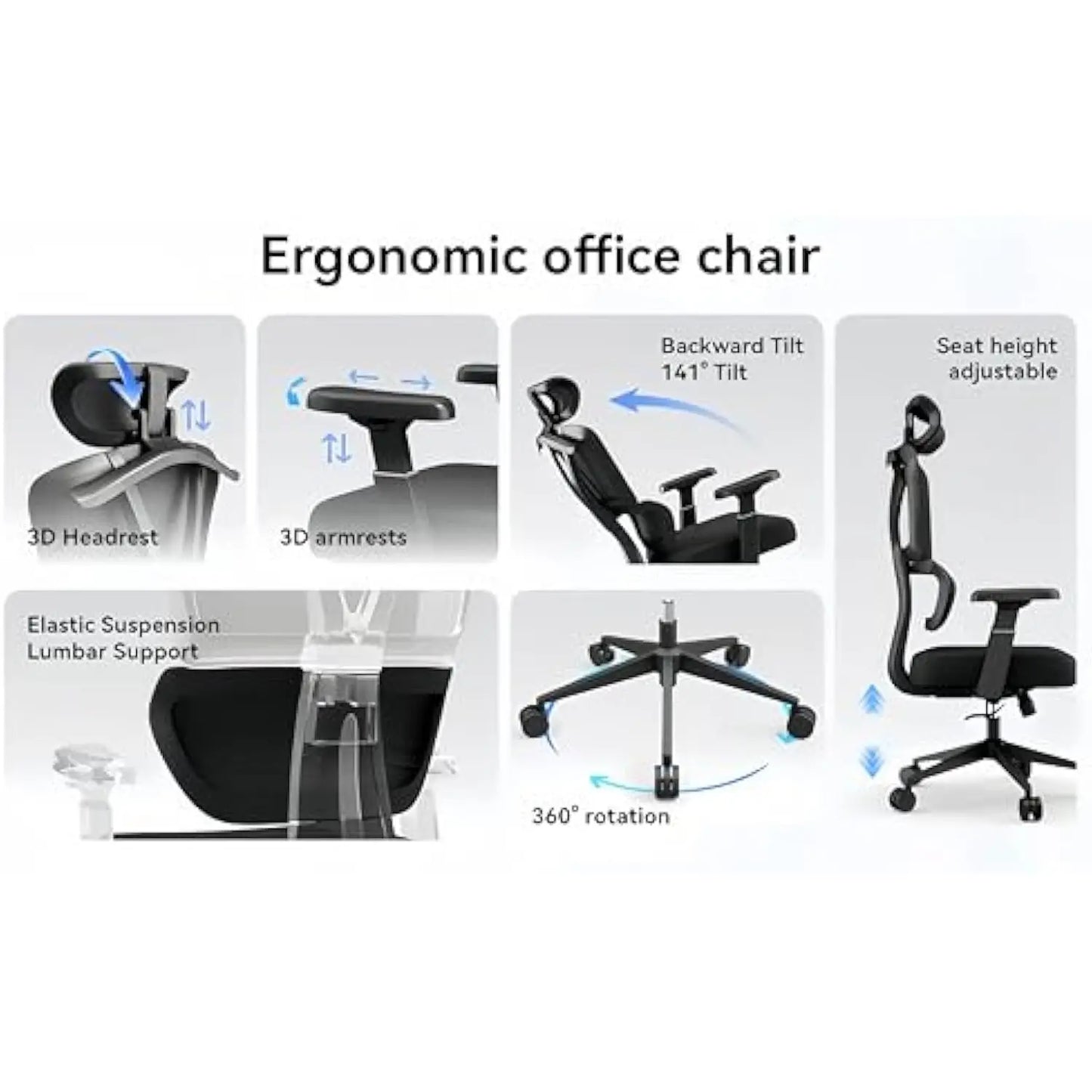 Ergonomic Office Chairs, Home Office Desk Chairs,Black Mesh Office Chair Good for Gaming, Business Meeting, Indoor.