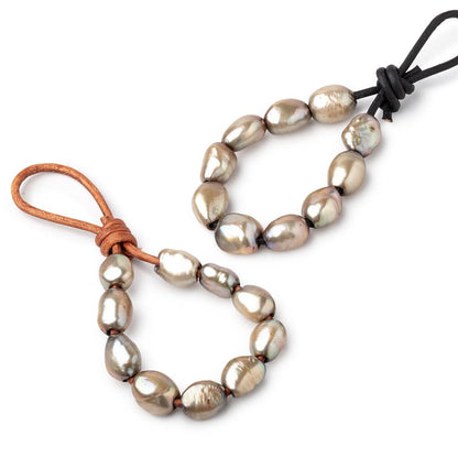 10-11mm Marsh Green Large Hole Baroque Pearls Set of 10