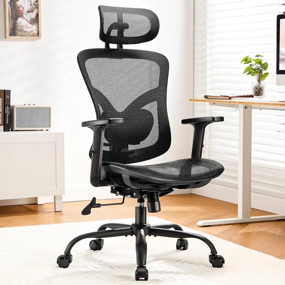 Ergonomic Mesh Office Chair: Mesh Computer Desk Chair with Adjustable Lumbar Support, 2D Headrest & up and down Armrest,