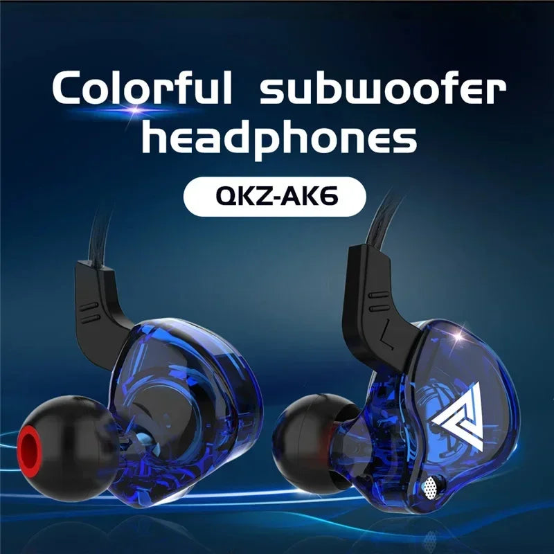 QKZ AK6 in Ear Earphone 6 Dynamic Driver Unit Headphone with Mic Stereo Sports HIFI Subwoofer Headset Monitor Earbuds