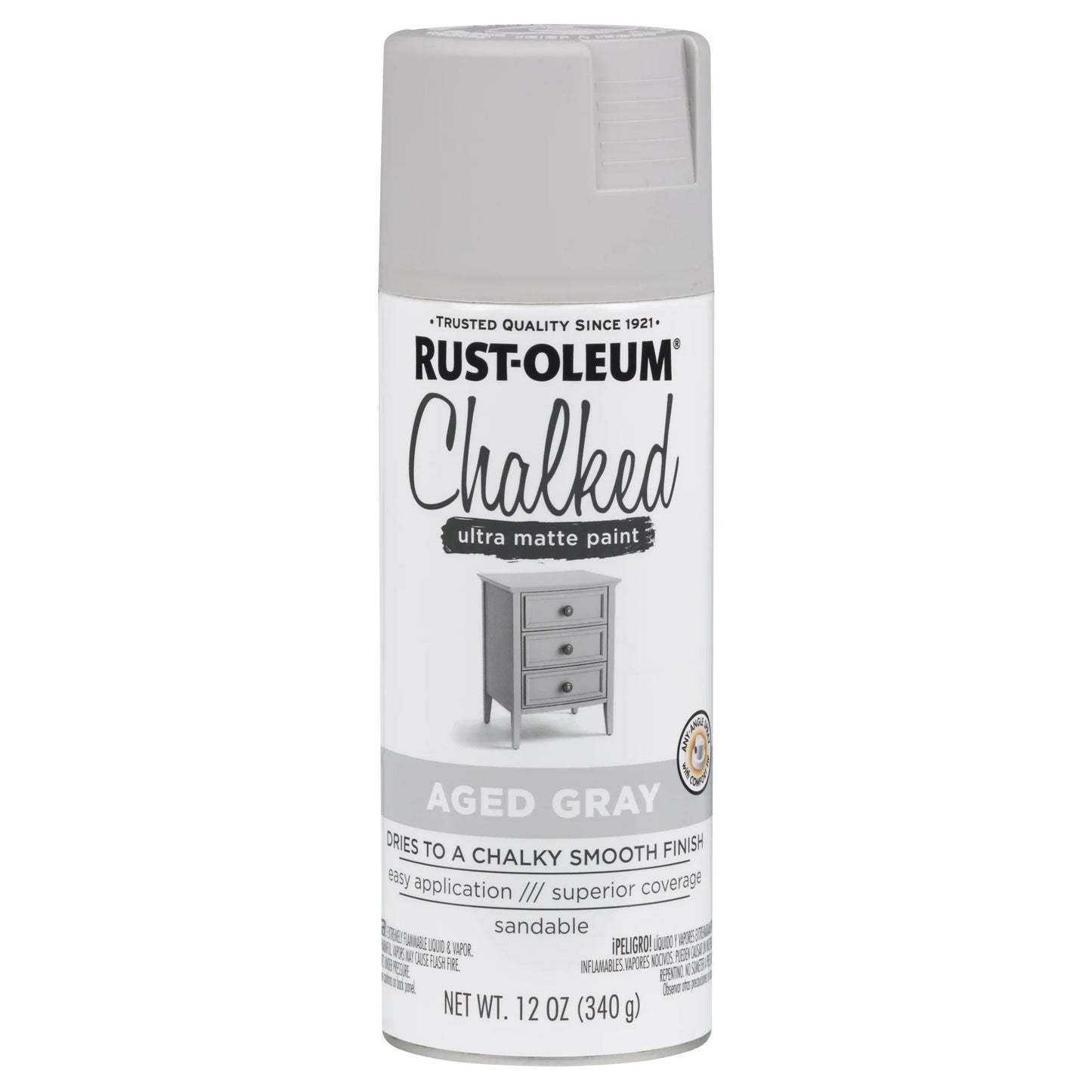 Aged Gray ,  Ultra Matte Chalked Spray Paint- 302592, 12 Oz, 6 Pack