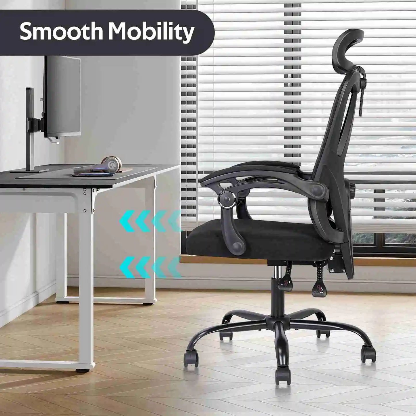 Ergonomic Office Computer Home Gaming Desk Chair Adjustable Height Breathable Mesh Racing Chair Linkage Armrest Furniture