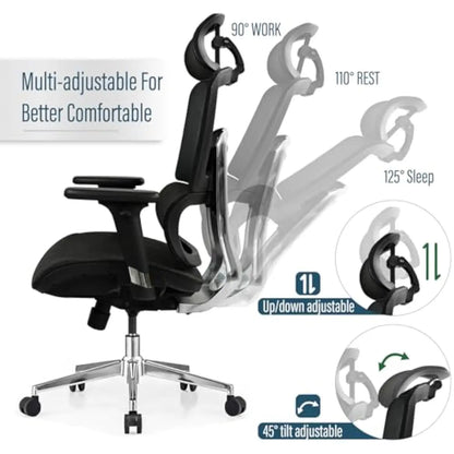 Ergonomic Mesh Office Chair with 3D Adjustable Armrest,High Back Desk Computer Chair Ergo3D Ergonomic with Wheels for Home & Of