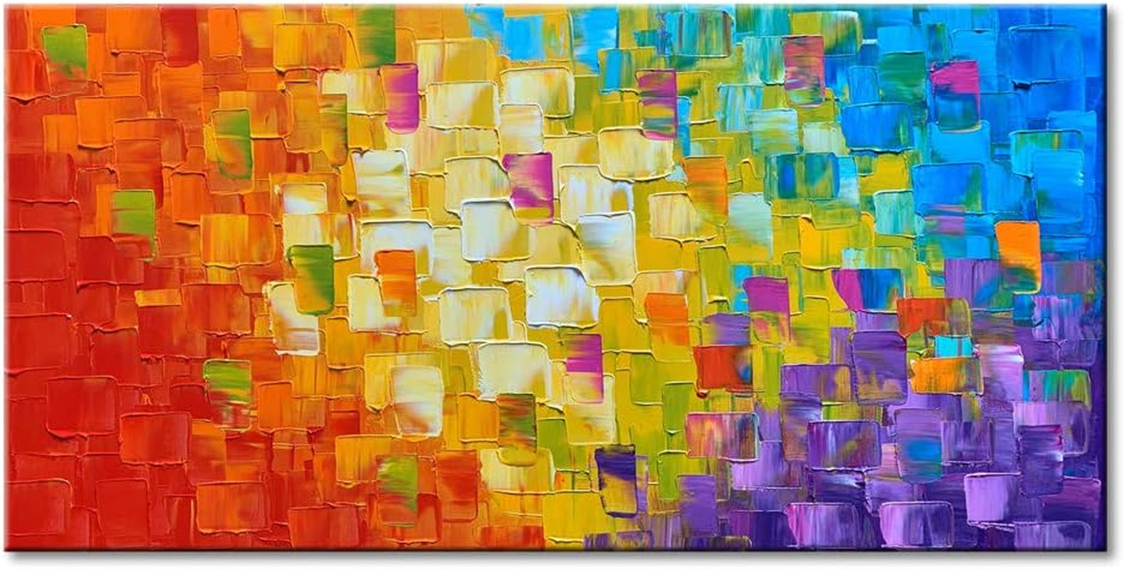 Stunning Hand-Painted Abstract Oil Painting on Canvas - Framed Wall Art, 40x20 Inches, Ready to Hang