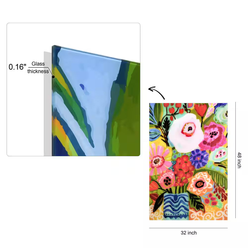 "Fresh Flowers in Vase II" by EAD Art Coop Frameless Free-Floating Tempered Art Glass Wall Art