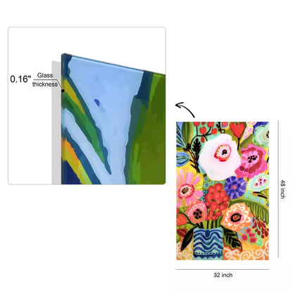 "Fresh Flowers in Vase II" by EAD Art Coop Frameless Free-Floating Tempered Art Glass Wall Art