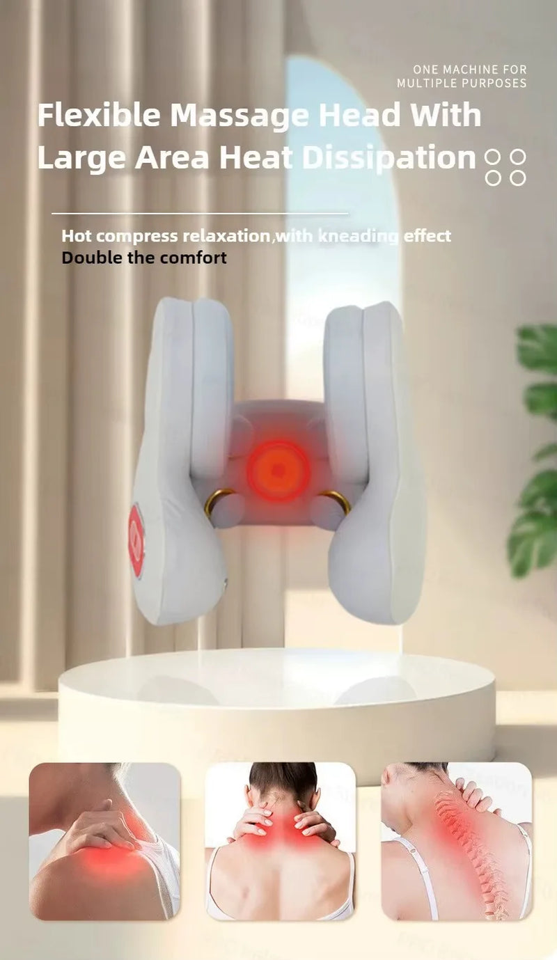 Wireless Neck Massager Red Light Hot Compress Massager Sleep Noise Reduction U-Shaped Neck Pillow Masajeador Bluetooth Music