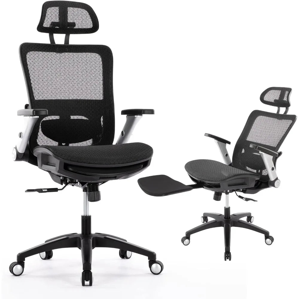Ergonomic Mesh Office Chair, High Back Computer Executive Desk Chair with Headrest and 4D Flip-Up Armrests, Computer Chairs