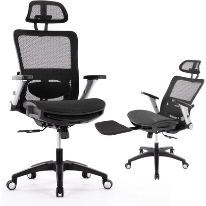 Ergonomic Mesh Office Chair, High Back Computer Executive Desk Chair with Headrest and 4D Flip-Up Armrests, Computer Chairs