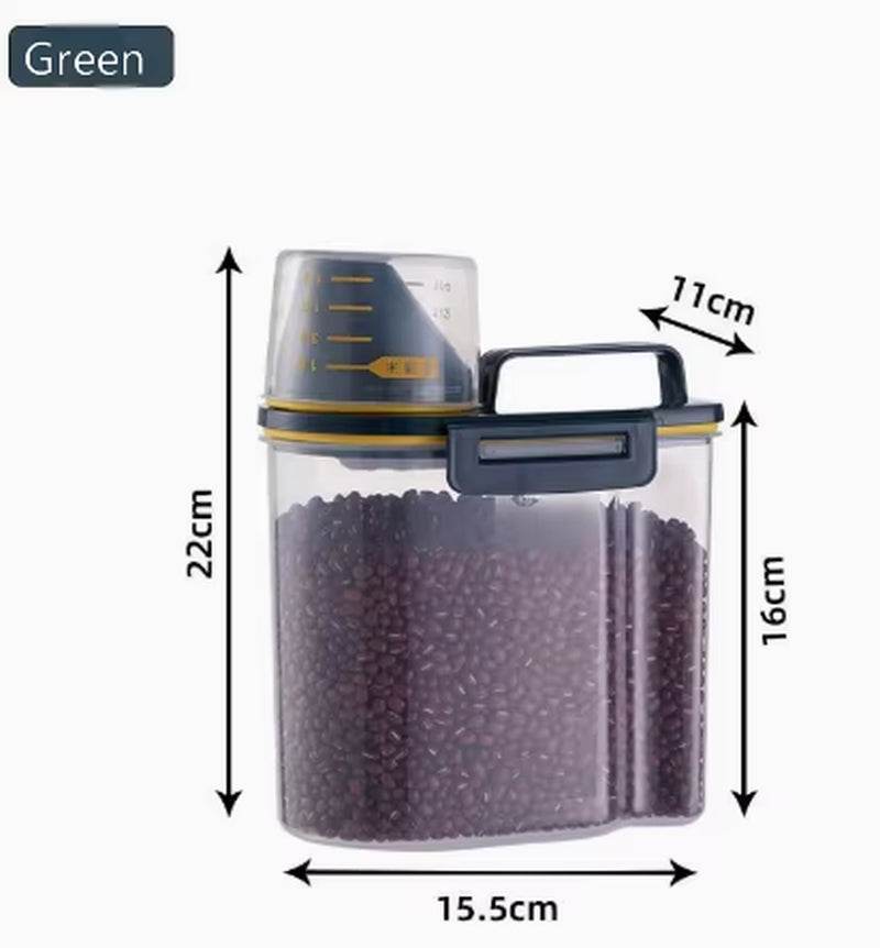 Premium Rice and Grains Storage Canister with Measuring Cup - Moisture, Insect, and Dust Proof for Your Kitchen!