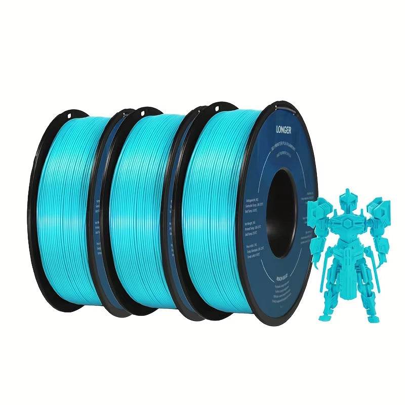 Premium 3KG PLA 3D Printing Filament Set - 1KG Light Gold, 1KG Silver, 1KG Yellow, 1.75mm Diameter