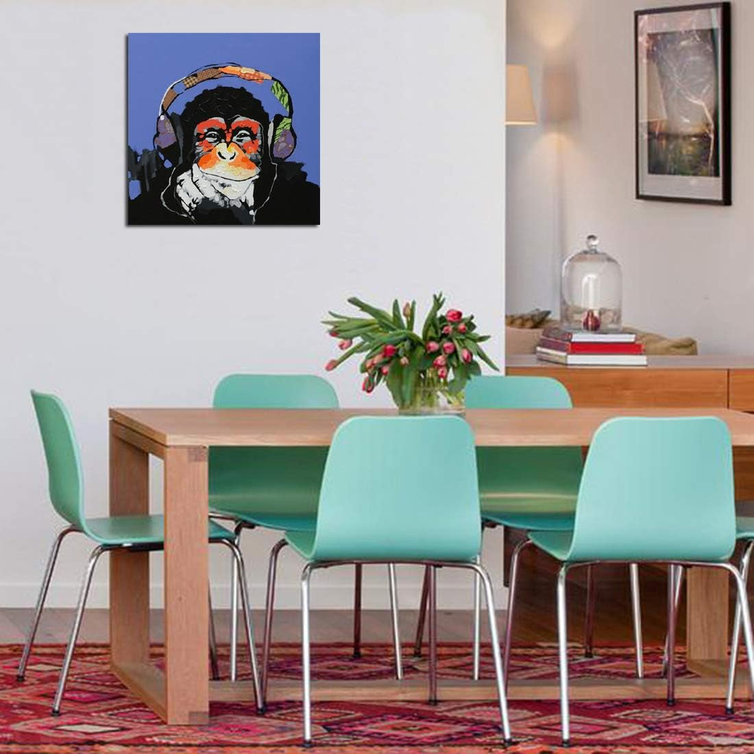 Whimsical Monkey Art - Hand-Painted Oil Painting on Canvas for Kids Room Decor - Ready to Hang (16x16 in)