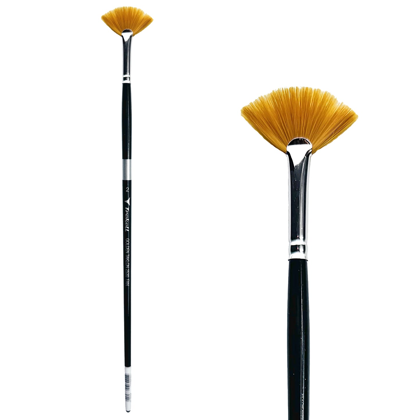 Trekell Golden Taklon Long Handle Artist Brush -  Size #2 Fan