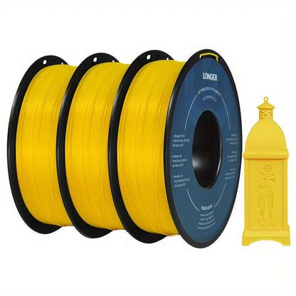 Premium 3KG PLA 3D Printing Filament Set - 1KG Light Gold, 1KG Silver, 1KG Yellow, 1.75mm Diameter