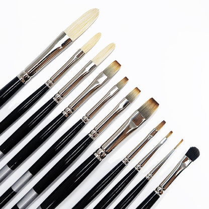 Julie Beck 11-Piece Trekell Brush Set | Synthetic & Natural Hair Brushes for Oil Painting