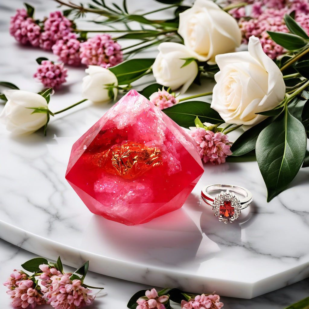 Garnet Gem Soap  with Hidden Silver Ring-1