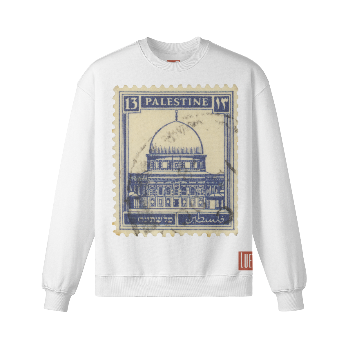 Vintage Palestine Stamp Drop Shoulders Sweatshirt