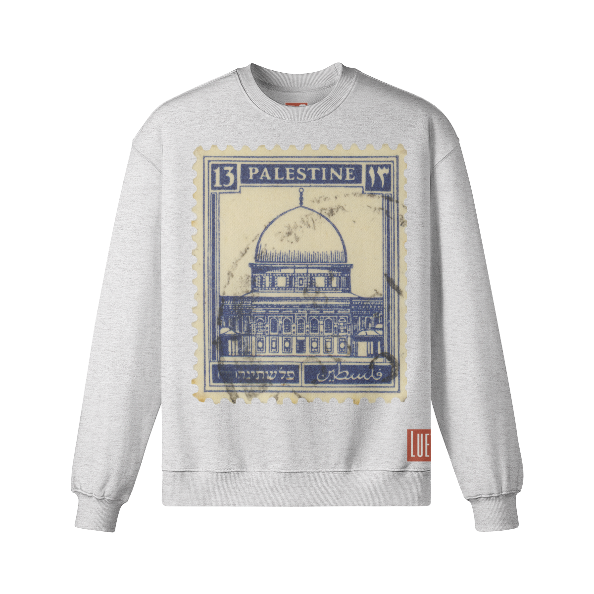 Vintage Palestine Stamp Drop Shoulders Sweatshirt
