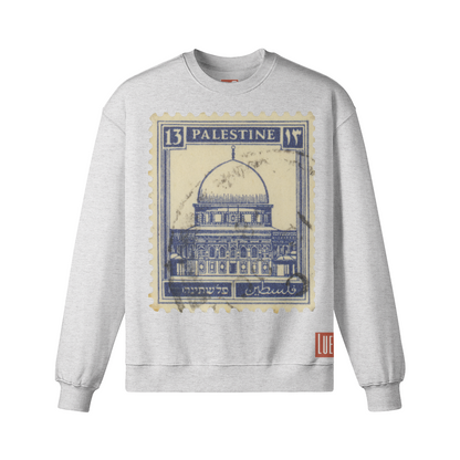 Vintage Palestine Stamp Drop Shoulders Sweatshirt
