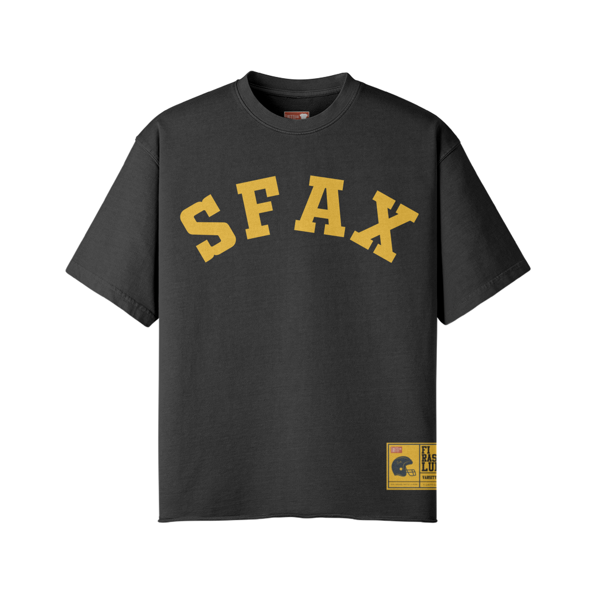 Premium Quality SFAX Vintage Varsity Script Raw Hem Oversized Faded Tee