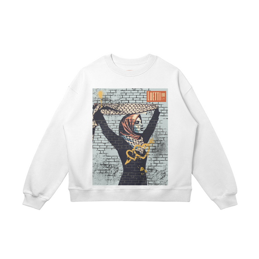 Wall Art Palestinian Woman Graffiti Drop Shoulders Sweatshirt