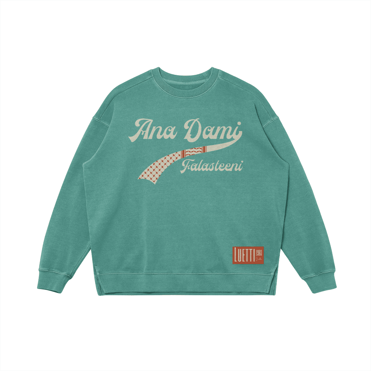 Palestinian Athletic Script Heavyweight Oversized high-low side slit Sweatshirt