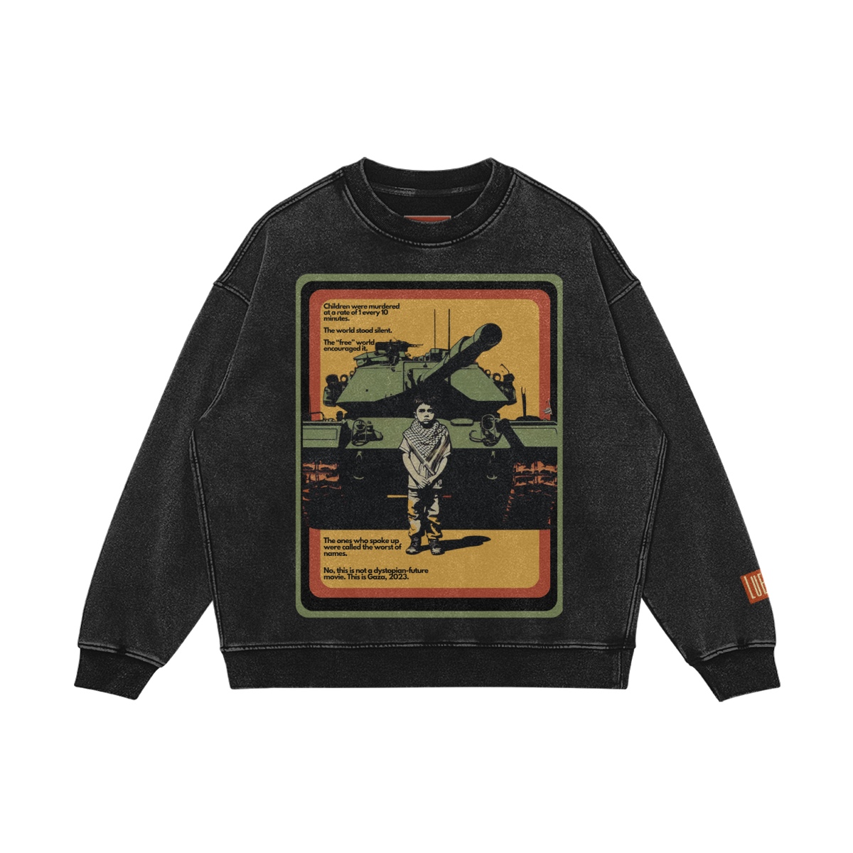 “Gaza Children” Oversized Washed Faded Sweatshirt