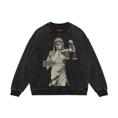 Lady Justice Full Figure Snow Faded Oversized Sweatshirt