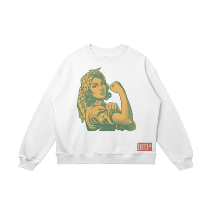 Strong Woman With Keffiyeh Drop Shoulders Sweatshirt